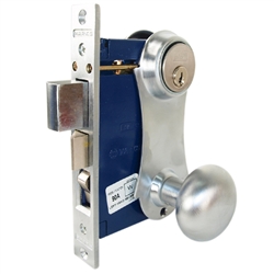 Marks 21AC/26D-W-RHR Satin Chrome Right Hand Reverse (Out-Swinging Door) Ornamental Unilock Knobe/Plate Mortise Entry Lockset Iron Gate Door Double Cylinder Lock Set