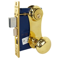 Marks 21AC/3-W-RHR Polished Brass US3 Right Hand Reverse (Out-Swinging Door) Ornamental Unilock Knobe/Plate Mortise Entry Lockset Iron Gate Door Double Cylinder Lock Set
