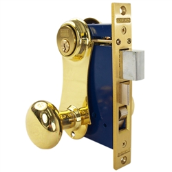 Marks 21AC/3-W-LHR Polished Brass US3 Left Hand Reverse (Out-Swinging Door) Ornamental Unilock Knob/Plate Mortise Entry Lockset Iron Gate Door Double Cylinder Lock Set