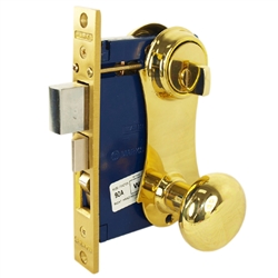 Marks 21A/3-W-LH Polished Brass Left Hand Ornamental Unilock Knobe/Plate Mortise Entry Lockset Iron Gate Door Single Cylinder Lock Set With Ilco Thumb Turn Cylinder
