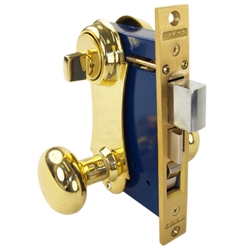 Marks 21A/3-W-RH Polished Brass Right Hand Ornamental Unilock Knobe/Plate Mortise Entry Lockset Iron Gate Door Single Cylinder Lock Set With Ilco Thumb Turn Cylinder