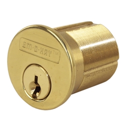 Em-D-Kay US3 Polished Brass, Solid Brass Replacement 1-1/2" Mortise Cylinder Lock