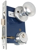 Marks 22AC LHR Satin Chrome Finish Double Cylinder Iron Gate Ornamental Mortise Lockset with 2-1/2" Backset, 1" X 7-1/8" Faceplate