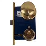 Marks 22AC/5-W-LHR, Antique Brass, Left Hand, Ornamental Knobe Rose Mortise Entry Lockset Iron Gate Door Double Cylinder Lock Set, 2-1/2" Backset, 1" X 7-1/8" Faceplate