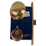 Marks 22AC/5-W-RHR, Antique Brass, Right Hand, Ornamental Knobe Rose Mortise Entry Lockset Iron Gate Door Double Cylinder Lock Set, 2-1/2" Backset, 1" X 7-1/8" Faceplate