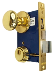 Marks 22AC/3-W-RHR Polished Brass Right Hand Reverse Double Cylinder For Iron Gate Door Ornamental Knob Rose Mortise Entry Lockset, 2-1/2" Backset, 1" X 7-1/8" Faceplate