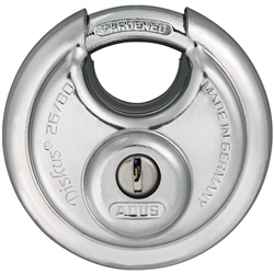 Abus 24/90 Stainless Steel 3-5/8" Wide Discus Padlock With Shrouded Shackle