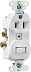 Cooper, 274W-BOX, 2 Pole, 3 Wire Grounding, Combination Switch & Outlet, Duplex, 15A, 125V, White