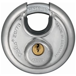 Abus 28/70 Stainless Steel 2-3/4" Wide Discus Padlock With Shrouded Shackle