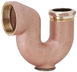 Aqua Plumb, 2940010, 2" x 1-1/2" IPS Rough Brass NY Sink Trap W/Clean Out