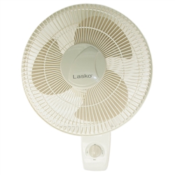 Lasko 3012 12" Oscillating Wallmount Fan With 3 Outlet Speeds And A Rotary And Pull Cord Control