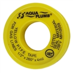 AQUA PLUMB, 3127Y, 1/2" x 260", Yellow P.T.F.E. Gas Line Pipe Thread Seal Teflon Tape