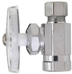 Aqua Plumb, 3730, Chrome, 3/8" Female Iron Pipe x 3/8" OD Compression, Straight Supply Stop Valve