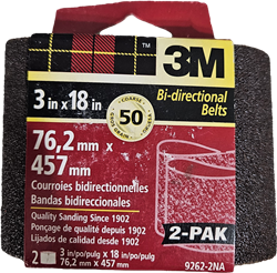 3M 9262-2NA 3" x 18" Sanding Belts Coarse 50 Grit 2 Belts per Package