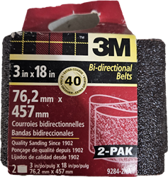 3M 9284-2NA 3" x 18" Sanding Belts Extra Coarse 40 Grit 2 Belts per Package