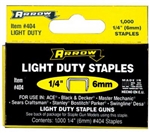 Arrow Fastener, 404, 1000 Pack, 1/4" Light Duty Staple, Wide Crown