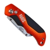 Klein Tools 44131 Folding Utility Knife With Push Button To Open And Fold Bright Orange And Black Grips