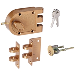 Ultra Hardware 44860 Jimmy Proof Single Cylinder Deadlock Deadbolt With Angle and Flat Strike - Brass, Boxed