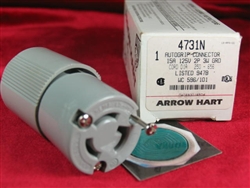 Cooper Arrow Hart, 4731N, 15A, 125V, Grey, 2 Pole, 3 Wire Grounding, Locking Connector