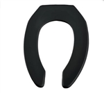 Sanderson Plumbing, 523 BK, Black, Elongated, Commercial, Plastic, Open Front Less Cover Toilet Seat