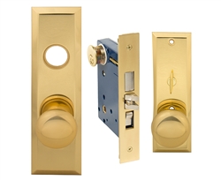Em-D-Kay (Marks New Yorker 7NY10A/3 Like) 5700AL Polished Brass US3 Left Hand Heavy Duty Mortise Entry Lockset Through Bolted - Screwless Knobs with Self adjusting Spindles, 2-3/4" Backset, 1-1/4" x 8" Wide Faceplate, Lock Set