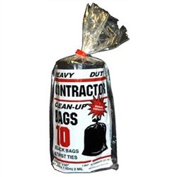 Poly-pak Industries 10212 2 Mil 42 Gallon Heavy Duty Tough Contractor Black Garbage Trash Clean-Up Bags 7 Bushel Capacity 10 PACK 32"X50"