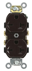 Leviton, 5822, Brown, 20 Amp, 250 Volt, Narrow Body Duplex Receptacle, Straight Blade, Commercial Grade, Self Grounding