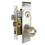 Marks Steel Body Grade 1 5NY10A/26D New Yorker Series, Satin Chrome 26D Right Hand Entrance Mortise Lock Set, Screwless Knobs Thru-Bolted Lockset
