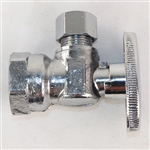 Master Plumber 604043 Chrome 1/4" Turn Angle Valve With 1/2" FIP To Connector 3/8" Compression