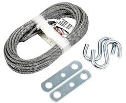 Tuff Stuff, 60600, Garage Door Steel Aircraft Cable 1/8" Dia. X 12' Long With 2 S Hooks & Plates
