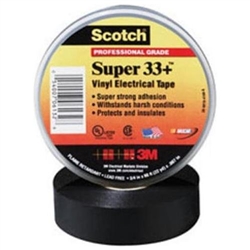 3M Company, 6132-BA-100, Scotch Super 33+, 3/4" x 66', Black, Vinyl Plastic Electrical Tape, 7 Mil