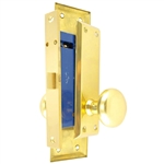 HUD (Marks 91DW/3 Like) Polished Brass Left Hand Mortise Lock Knob Vestibule Function Always Locked Storeroom Latch Only Lockset, Surface Mounted Screw-on Knobs Lock Set with MAXTECH Front face plate:1-1/16" x 7-5/8"