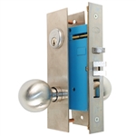 Marks 7400E/32D Satin Stainless Steel US32D Left Hand Grade 2 Office Thru-Bolted Contempo Knob Plate Mortise Lockset