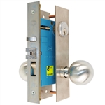 Marks 7400E/32D Satin Stainless Steel US32D Right Hand Grade 2 Office Thru-Bolted Contempo Knob Plate Mortise Lockset