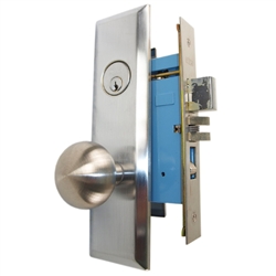 Marks New Yorker 7NY10A/26D, Left Hand Satin Chrome Mortise Entry Lock Set, Screwless Knobs Thru-Bolted Lockset