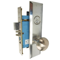 Marks New Yorker 7NY10A/26D, Right Hand Satin Chrome Mortise Entry Lock Set, Screwless Knobs Thru-Bolted Lockset