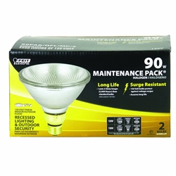 Feit Electric Maintenance Pack 90 Watts Halogen PAR38 120V Flood Light Bulb, Indoor/Outdoor, 90PAR/QFL/2X, 2 Pack