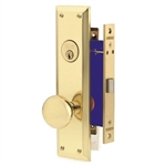 Marks Metro 91DW/3, Left Hand Polished Brass Mortise Lock Knob Vestibule Function Always Locked Storeroom Latch Only Lockset, Surface Mounted Screw-on Knobs Lock Set