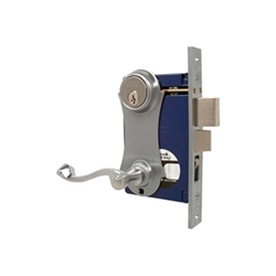 Marks, 9215AC/26D-W-LHR, Satin Chrome, Left Hand, Ornamental Unilock Lever Plate Mortise Entry Lockset Iron Gate Door Double Cylinder Lock Set