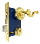 Marks 9225AC/3-W-LHR Polished Brass Left Hand Ornamental Lever Rose Mortise Entry Lockset Iron Gate Door Double Cylinder Lock Set