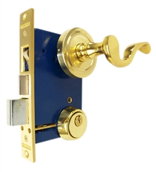 Marks 9225AC/3-W-LHR Polished Brass Left Hand Ornamental Lever Rose Mortise Entry Lockset Iron Gate Door Double Cylinder Lock Set