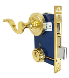 Marks 9225AC/3-W-RHR Polished Brass Right Hand Reverse Ornamental Lever Rose Mortise Entry Lockset Iron Gate Door Double Cylinder Lock Set