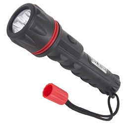 Tuff Stuff 96078 Heavy Duty 3-LED Weather And Shock Resistant Flashlight With Rubber Ergo Grip Includes 2 AA Batteries