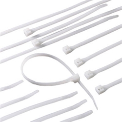 KC Professional, 97080, 100 Pack, 4" White Natural Cable Tie, Nylon, 18 LB Tensile Strength