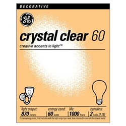 GE, 97490, 60 Watt 2-Pack Crystal Clear Light Bulbs