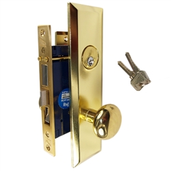 Gotham (Marks 114A/3 Like) 9900LAK Left Hand Heavy Duty Polished Brass Mortise Entry Lockset, Screwless Knobs Thru Bolted Lock Set