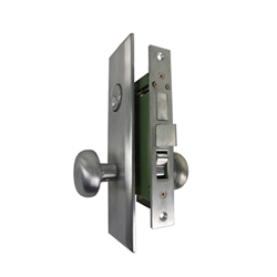 Gotham (Marks 114A/26D Like) 9900LAKSC Left Hand Heavy Duty Satin Chrome 26D Mortise Entry Lockset, Screwless Knobs Thru Bolted, Lock Set