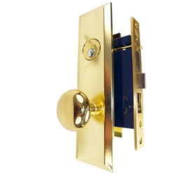 Gotham (Marks 114A/3 Like) 9900RAK Right Hand Heavy Duty Polished Brass Mortise Entry Lockset, Screwless Knobs Thru Bolted Lock Set