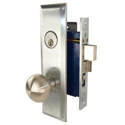 Marks New Yorker 9NY10A/26D, Left Hand Satin Chrome Mortise Entry Lock Set, Screwless Knobs Thru-Bolted Lockset