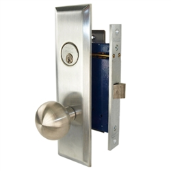 Marks New Yorker 9NY10DW/26D, Left Hand Satin Chrome Mortise Lock Knob Vestibule Function Always Locked Storeroom Latch Only Lockset, Screwless Knobs Thru Bolted Lock Set